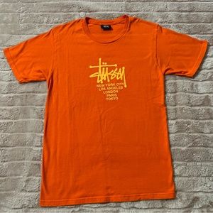 Orange Stussy t-shirt size SMALL